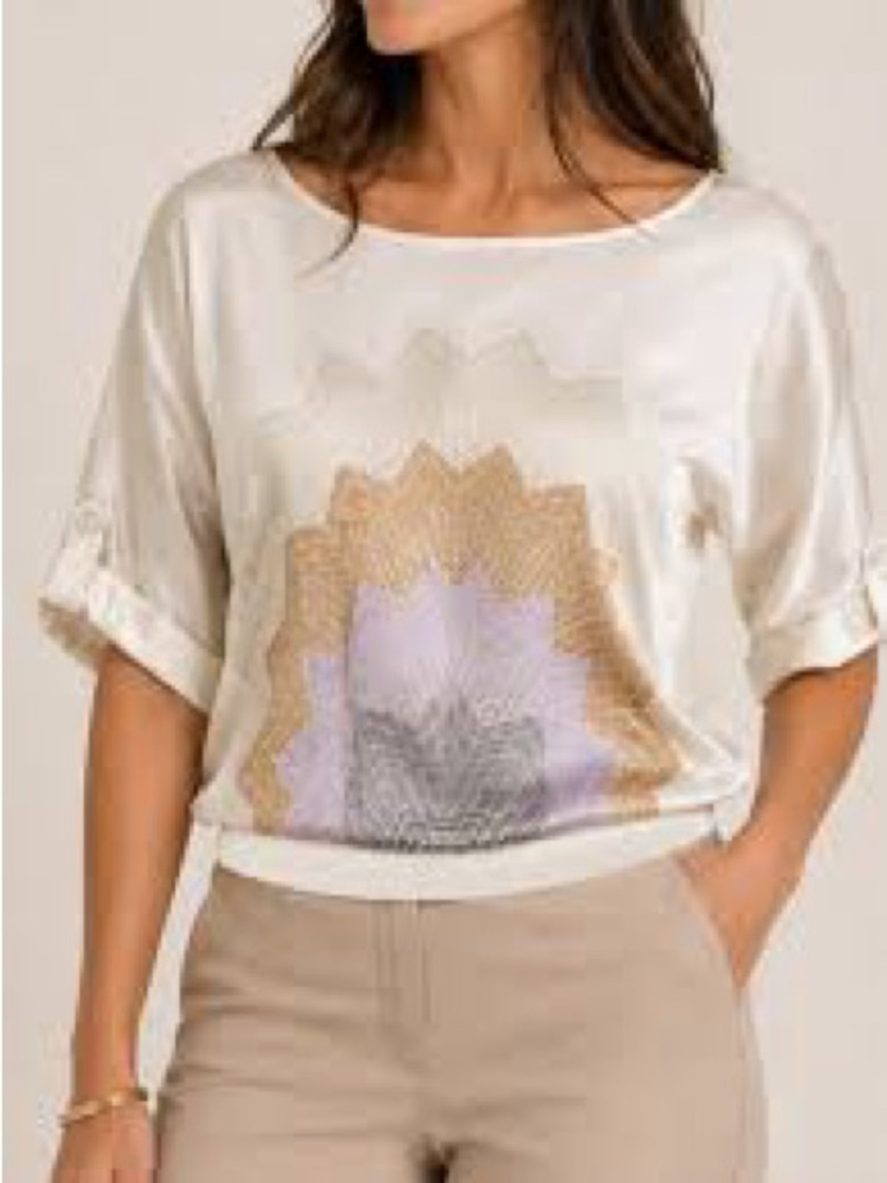 BCBG Max Azria Starburst 100% Silk Blouse L